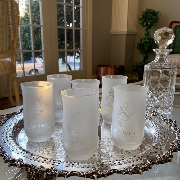 VTG. Set Of 6 Remy Martin Frosted Glasses 8 oz Cognac stemless champagne Tumbler - Picture 4 of 6